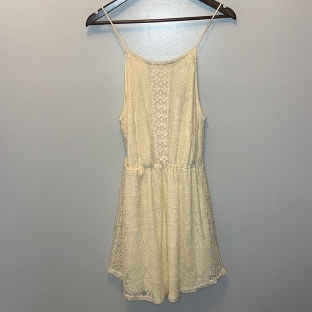 "NWT" Francesca's Blue Rain Ivory Crochet Mini Dress- Size Medium Fairycore